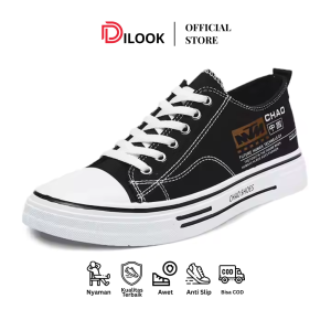 DILOOK S088 Sepatu Pria Sepatu Low Cut Sepatu Kanvas Simple Cowok Sepatu Hitam Putih