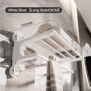 SOGO Suction Cup Towel Rack No-Drill Wall Mount Shelf with Towel Bar Rustproof Bathroom Storage Rack