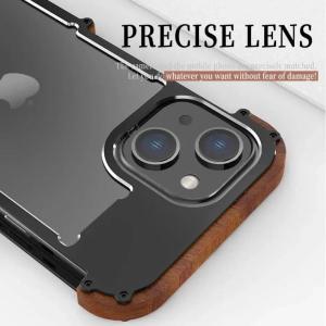 Metal Bumper Case For iPhone 16 15 14 Plus 13 12 Pro Max Aluminum Wood Frame Cover Non-Slip Dropproof Frame Rugged Shell