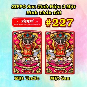 bật lửa zippo sơn tĩnh điện 2 mặt hình thần tài kiểu #227 có mộc đáy - xài xăng