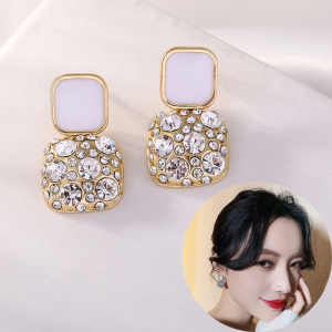 Luxury Female Crystal Zircon Stone Earrings Fashion Silver Color Jewelry Vintage Double Stud Earrings For Women
