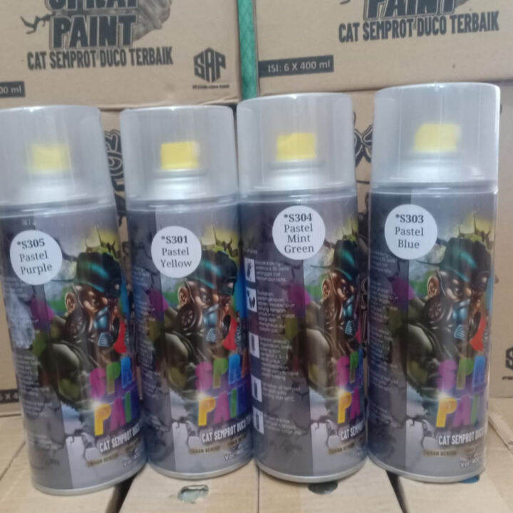 Pilok Pilox Sasin Spray Paint Cat Semprot Duco Terbaik Varian Warna Pastel Yellow Pink Blue Mint