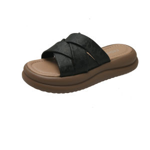 [Free Shipping] Womens Summer Platform Thick-Soled Sandals 2026 New Style Flat Sandals with a High-End Feel Suitable for Wearing with Skirts One-Strap Slippers