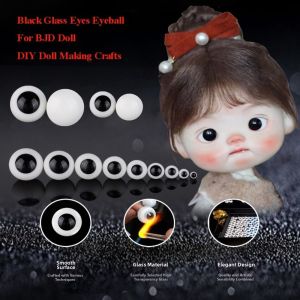 DOWNA 10mm12mm14mm16mm Mắt thủy tinh Tròn Hoàn Hảo Có Thể Di Chuyển Đen Đồ chơi thú cưng an toàn Chất lượng cao Đôi mắt ngọc trai đen Dành cho búp bê BJD/dành cho búp bê OB11