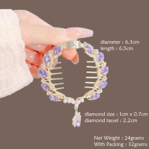 Jepit Rambut Korea Sanggul Rumbai Permata Mutiara Pearl Rhinestone Tassel Hair Bun Clip HFPB