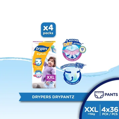 Drypers Drypantz - M58 / L48 / XL42 / XXL36 x 4 packs