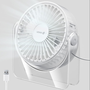 WSKEN พัดลมพกพา พัดลมตั้งโต๊ะ ขนาดเล็ก USB ชาร์จ สำหรับหอพัก สำนักงาน การออกแบบอะครีลิค