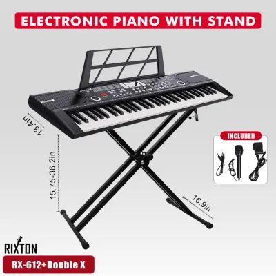 RIXTON 61 Keys Digital Electric Piano Keyboard Portable Electronic Keyboard for Beginners(RX-612)
