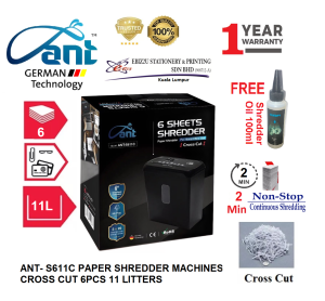 ANT-S611C PAPER SHREDDER MACHINES CROSS CUT 6PCS 11 LITTERS  WITH 1 YEAR WARRANTY (mesin perincih kertas Mesin Penghancur Kertas)