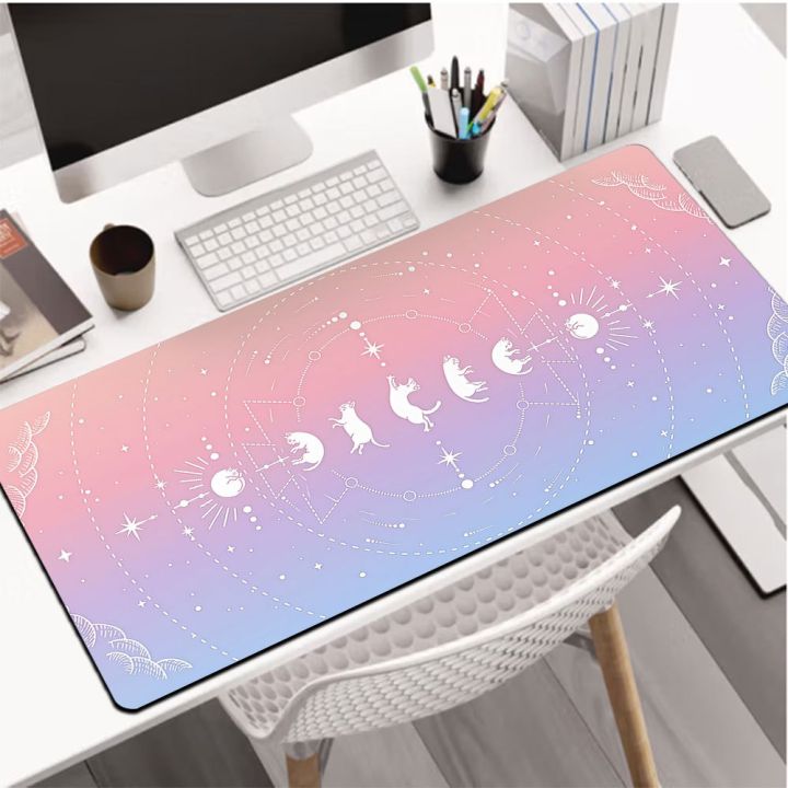 Pink Desk Mat Moon Computer Mouse Pad Non-Slip Table Mat E-Sports ...