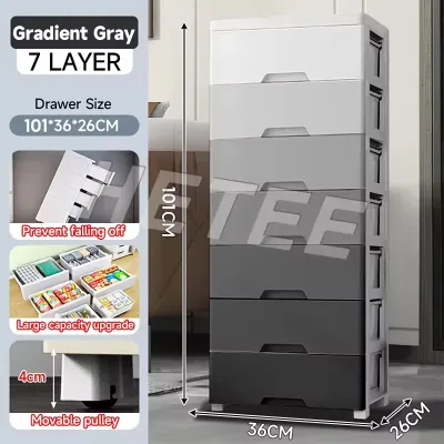 SALVO 3-7 Layer Wide Durabox Drawer Orocan Drawer Plastic Clothes Storage Cabinet With Wheels For Household Wardrobe