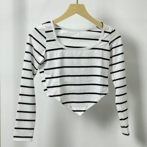 Crop Top Lancip Lengan Panjang / Atasan Crop Salur Longsleeve 3996