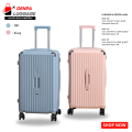 DENPA กระเป๋าเดินทางล้อลาก กระเป๋าเดินทางทรงถัง ขนาด 20 24 และ 29 นิ้ว สีฟ้า/สีชมพู. 