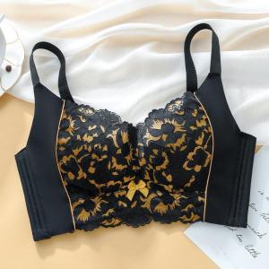 Floral Lace Full Coverage Bra Women No Steel Ring Push Up Bralette Soft Comfortable Lingerie Plus Size 34-44 ABCD