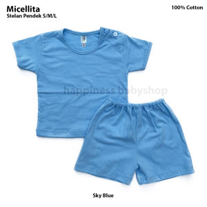 Micellita Stelan piyama bayi pendek / panjang polos size SML (6 BULAN - 3 TAHUN)