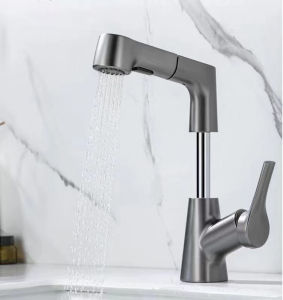 SUS304 Stainless Steel Lavatory HeavyDuty Faucet Tall Basin Bathroom LavatoryTap Hot And Cold Lavatory Faucet