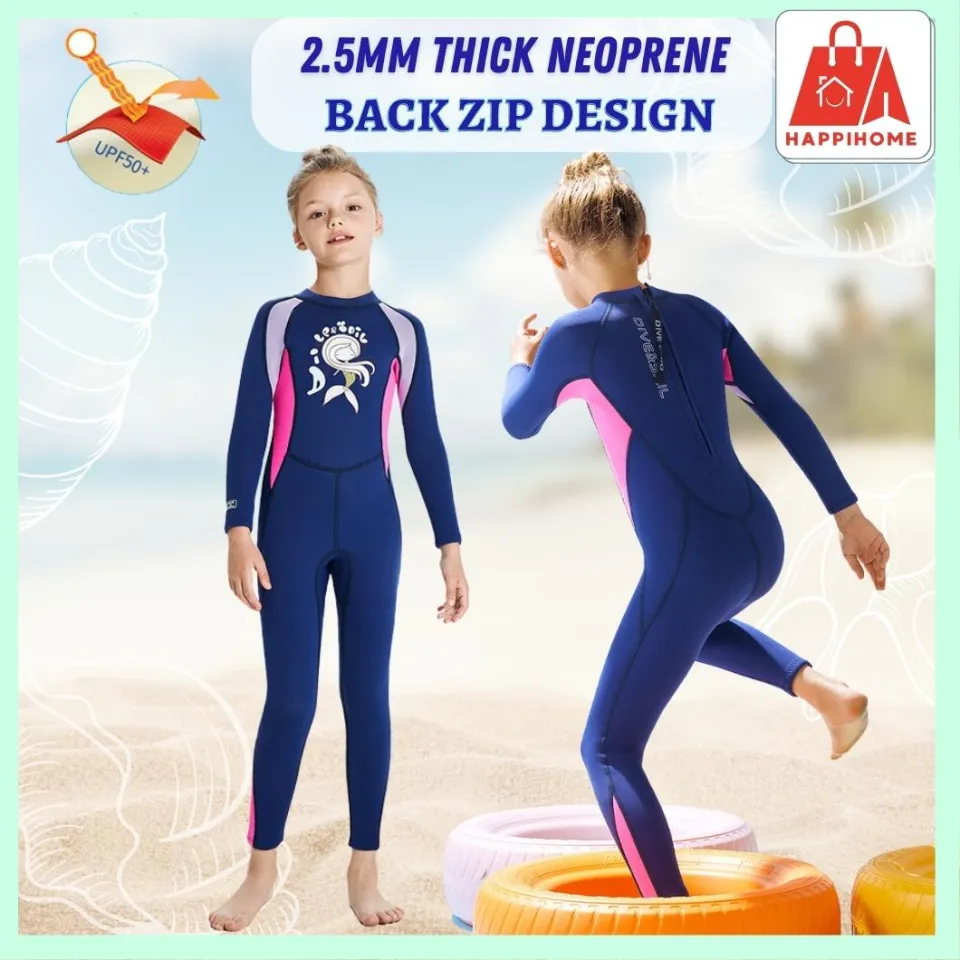 Kids Wetsuit 2.5mm Neoprene - Full Body Thermal Wetsuit For Girls Swimming & Water Sports