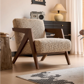 Ghế sofa đơn KO261 phong cách Bắc Mỹ ghế sofa phòng khách thiết kế cổ điển chất liệu tự nhiên thư giãn tối ưu