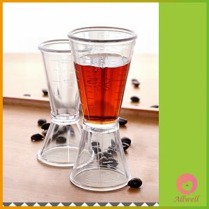AW พีซีออนซ์คัพ อุปกรณ์ชงชานม ด้วยมาตราส่วน ถ้วยตวงไวน์ ใช้ได้ทั้ง 2 ด้าน Double-headed measuring glass