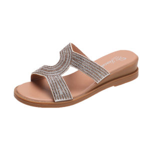 Free Shipping WomenS New Summer Rhinestone Flat Sandals With Elastic Straps Suitable For Students And Fashionable Outdoor Wear