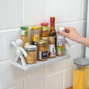 Wall Hanging Bathroom Human Hook Rack Floating Wall Ledge Plastic Organizer Shelf