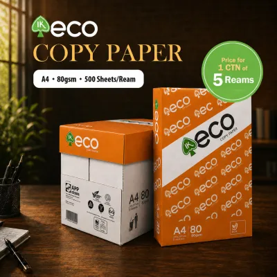 [5 REAMS] IK ECO A4 COPY PAPER 500 SHEETS | 70GSM/80GSM | KERTAS PUTIH A4 IK ECO
