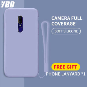 YBD case For Oppo F11 Pro casing Anti-fall Thin Soft Liquid Silicone Cover Candy color cute girl style Cases with Portable Lanyard