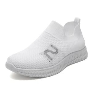 New Mesh Slip On Comfort Walking Rubber Shoes For Women Korean Fashion Soft Sole Breathable Casual Running Shoes For Ladies