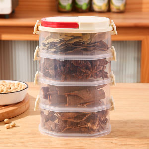 4-Layer Condiments Organizer Spice Container with Adjustable Compartments for Home Kitchen Storage