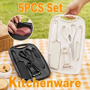 6 In 1 Kitchen Knife Set Outdoor Camping Kitchenware Set Stainless Steel Portable Kitchenware Tools