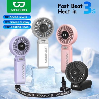 Quạt mini GOOJODOQ cầm tay với 4000mAh,5 bánh răng gió mạnh,điều chỉnh mức 100 Level,Tiếng ồn nhỏ,có thể gập lại