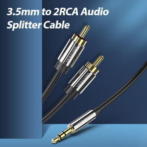 [COD]Vention สายสัญญาณเสียง 3.5 มม. ถึง 2 ชาย RCA อะแดปเตอร์สายไฮไฟสำหรับโทรศัพท์มือถือแล็ปท็อปเดสก์ท็อป MP3 3.5 มม. ถึง 2 สายอะแดปเตอร์ RCA