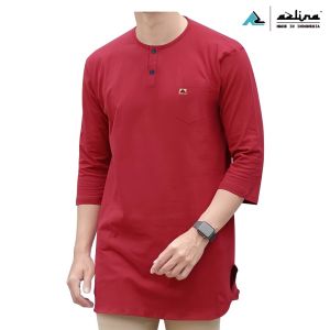 Kaos Kurta Pria Pakistan Motif Polos Lengan 3/4 bahan Kaos 24s  Baju Koko Dewasa Terbaru