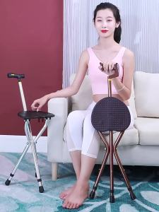 LZD Non-Slip Crutches Bench Chair for the Elderly Can Sit Stick Seat Dual-Use Folding Crutches with Stool Walking Stick for the Elderly