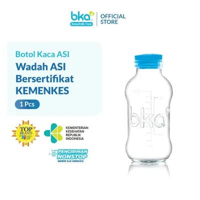 Botol Kaca BKA 100ml ASI Bebas BPA - Wadah ASI Aman untuk simpan ASI 0-24 Bulan 1pcs