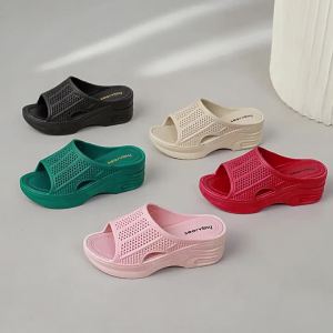 New Thick-Soled Height-Increasing Slippers For Women Summer Fashion Platform High-Heeled Slide Sandals For Home Use Non-Slip Cool Slippers