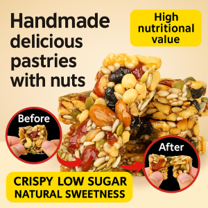 Traditional Pastries Freshly Cut Cakes Handmixed Nuts And Eighttreasure Delicious Desserts Mixed Nut Cake Handmade Snack Chinese Traditional Delicacy Energy Boosting Snack Healthy Nut Bar Gluten Free No Additives