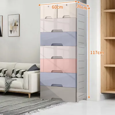 Plastic Drawers Cabinet 5/6/7 Layer With Lock Storage Drawer Laci Simpanan/Plastic Drawer Storage Cabinet Baby Almari Baju Wardrobe 收纳箱/抽屜櫃/衣櫃