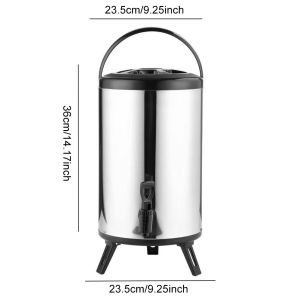 8L Large capacity boiling water bucket stainless steel electric milk tea bucket commercial insulation bucket boiling water bucket Insulated Drink Dispenser with Stainless Steel Liner - 12H Thermal Retention 