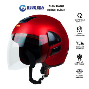 Mũ Bảo Hiểm 3/4 Đầu - Blue Sea A102 - SƠN NHÁM MỜ - Mũ Mô tô - Có Kính Dài - Hàng chính hãng