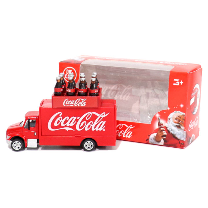 With a basket of cola model Coca-Cola mini red truck container truck ...