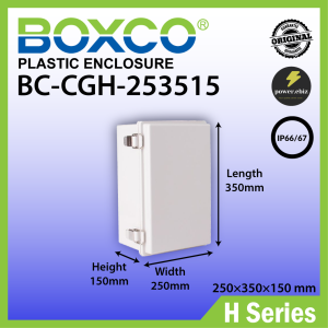 BOXCO BC-CGH-253515 (250×350×150 mm) IP67 Waterproof PC Plastic Enclosure Box with SUS hinge SUS latch and insert