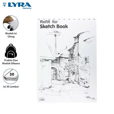 LYRA Buku Sketsa dan Refill Ukuran A3 / A4 / A5 30 Lembar Sketch Book Binder Buku Bergambar LYR-9210290