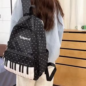 Personalized Piano Backpacks for Women Polka Dot Print Backpack Large Capacity Bag Trendy Simple Bags Backpack Bags for Woman