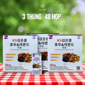 COMBO 3 Thùng (48 Hộp) Sữa Hạt Hàn Quốc K9 – Óc Chó Hạnh Nhân Đậu Nành Đen Dung tích 190ML/hộp
