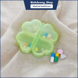 Hộp chia liều thuoc 4 ngăn nhựa hình lá nhỏ gọn tiện dụng