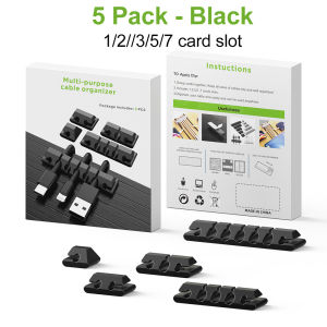 FONKEN 5Pack Cable Management Cable Holder Clip Cord Organizer Self Adhesive Cable Clip for Desktop Charge Cable Office Home
