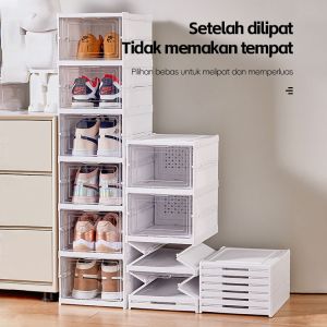 CUBBIE Kotak Sepatu Lipat Rak Sepatu Lipat Lemari Sepatu Lipat Kotak Sepatu Transparan Plastik
