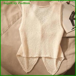 AngelCity Fashion Store Summer Women Fashion Solid Color Chic Buttons V-neck Sleeveless Knitted Camisole