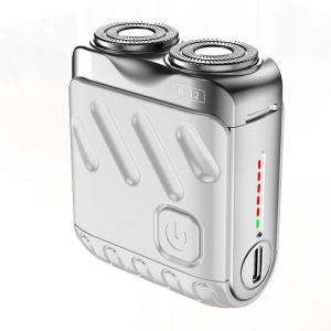 Rotary Dual-Ring Electric Shaver Razor IPX7 Waterproof Mini Portable Mens Travel Shaver Automatic Razor